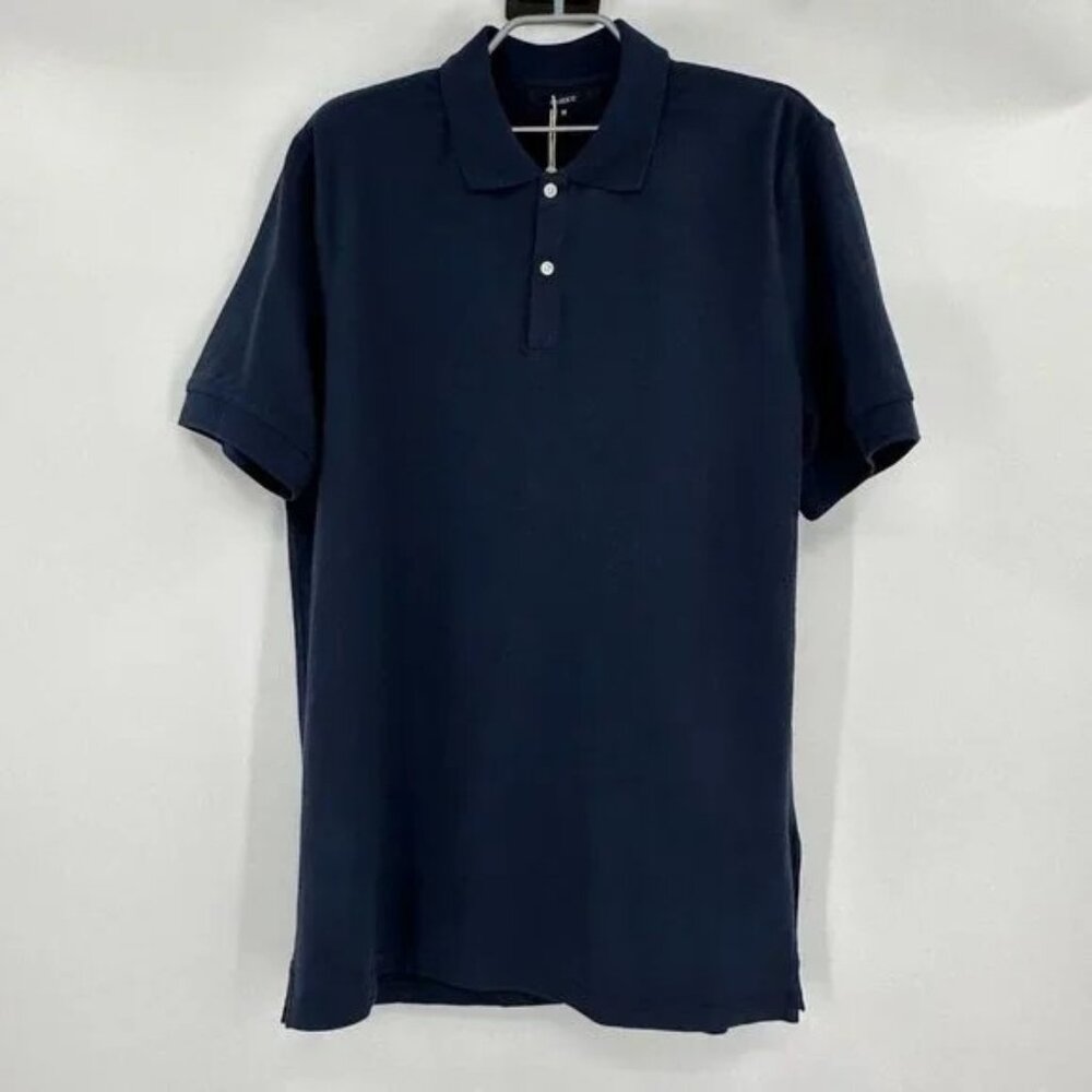 Quince Navy Blue Organic Cotton Stretch Luxe Pique Polo Shirt sz M Men's NWT